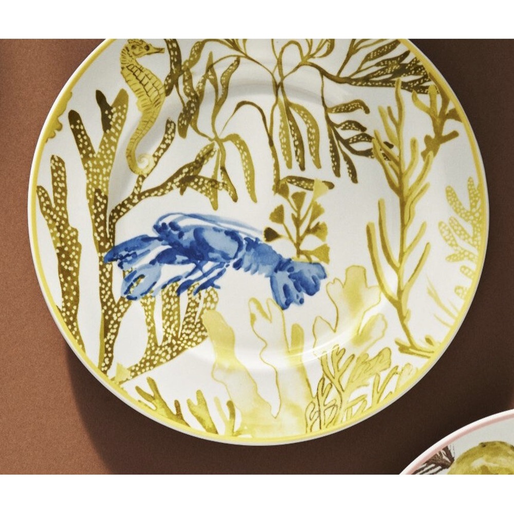 Anthropologie Sea Life Side Salad‎ Appetizer Plate Green Crayfish Discontinued